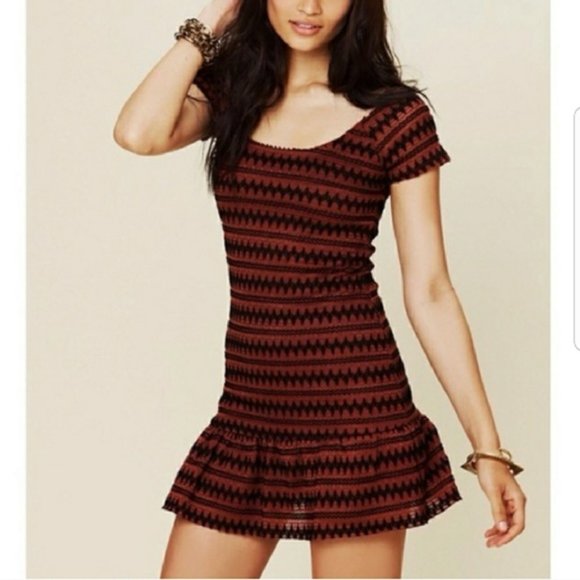 Free People Cozy Day Rust Knit Dress - Picture 1 of 8